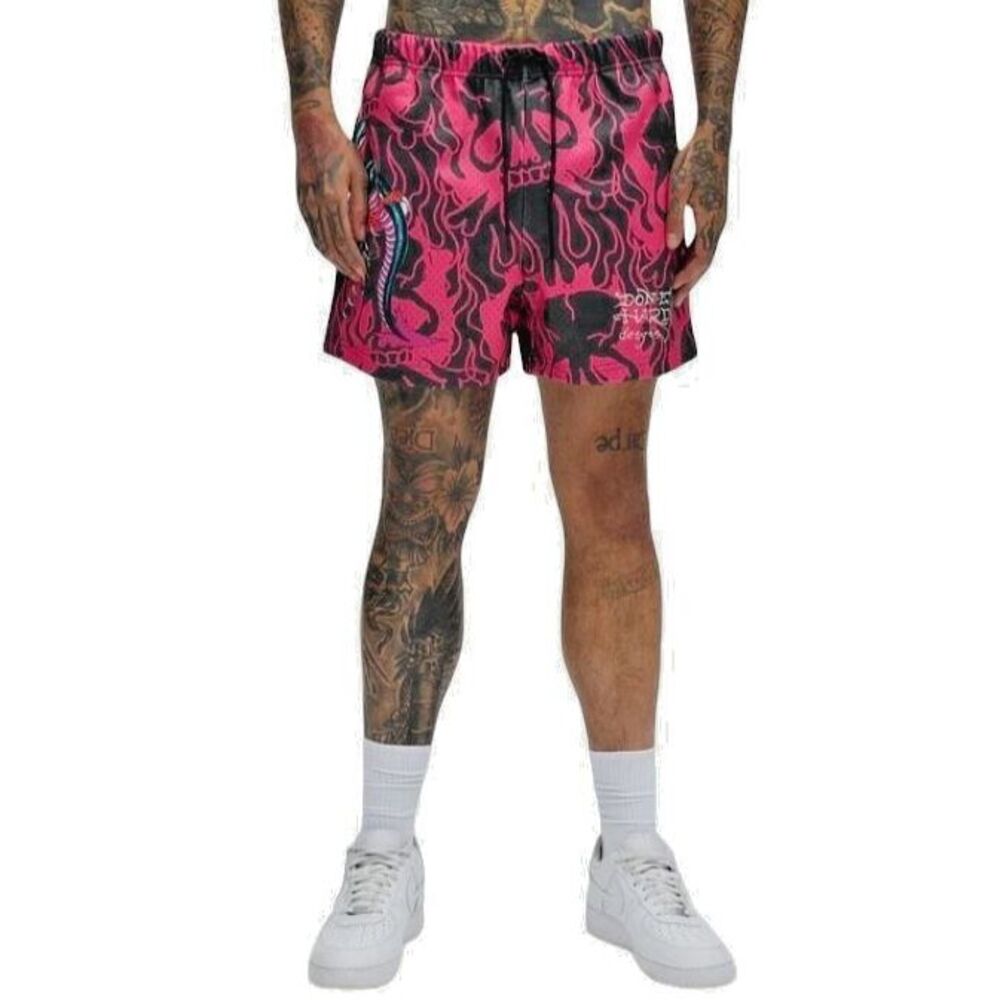 Ed Hardy‎ Christian Audigier Panther Dragon Mesh Shorts - Pink/Size XXL